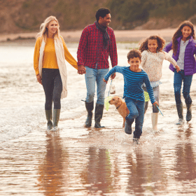 family on the beach